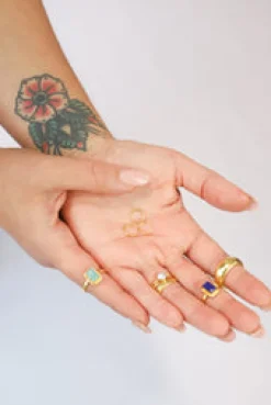 Discount Amazonite Gold Ezra Rectangle Ring Rings