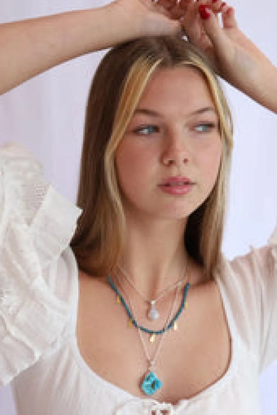Hot Apatite Necklace with Gold Charms Necklaces And Pendants