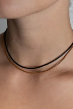 Outlet Black Leather Necklace Necklaces And Pendants