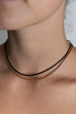 Outlet Black Leather Necklace Necklaces And Pendants