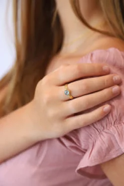 Sale Blue Topaz Gold Uko Ring Rings