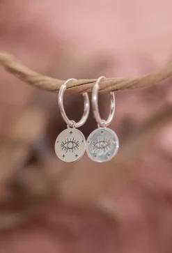 Fashion Eye Disc Charm Hoops Studs And Hoops