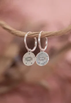 Fashion Eye Disc Charm Hoops Studs And Hoops