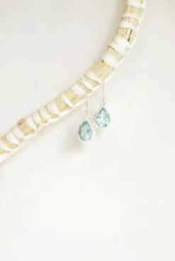 Clearance Faceted Blue Topaz Teardrops Earrings