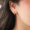 Fashion Gale Gold Dotted Hoops Earrings