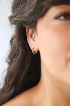 Fashion Gale Gold Dotted Hoops Earrings