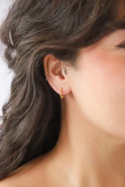 Fashion Gale Gold Dotted Hoops Earrings