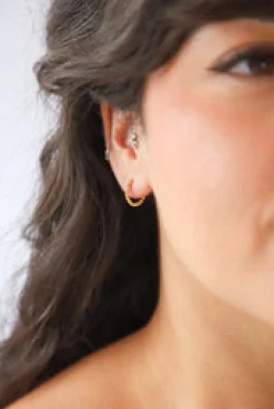 Fashion Gale Gold Dotted Hoops Earrings