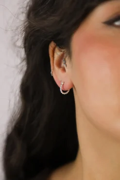Sale Gale Silver Dotted Hoops Earrings