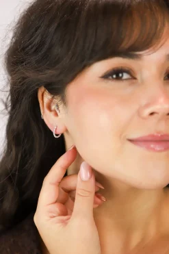 Sale Gale Silver Dotted Hoops Earrings