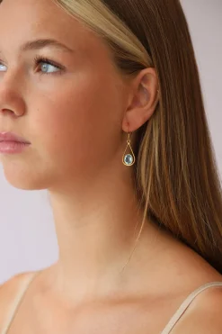 Fashion Gold Blue Topaz Earrings Earrings