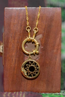 Fashion Gold Dark Sun Moon Pendant Necklaces And Pendants