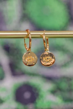 Sale Gold Eye Charm Hoops Studs And Hoops|Earrings