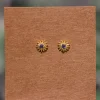 Fashion Gold Iolite Flower Studs Studs And Hoops|Earrings