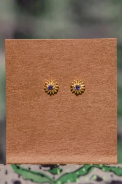 Fashion Gold Iolite Flower Studs Studs And Hoops|Earrings