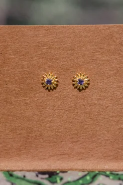 Fashion Gold Iolite Flower Studs Studs And Hoops|Earrings