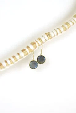 Clearance Gold Labradorite Round Faceted Drops Earrings