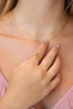 Sale Gold Lemon quartz Dalia Oval Raised Ring Rings