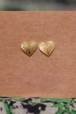 Best Gold Libi Heart Studs Studs And Hoops|Earrings
