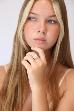 Clearance Gold Rainbow Moonstone Ruth Ring Rings