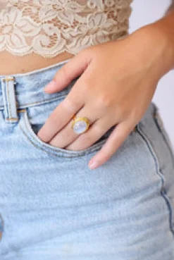 Clearance Gold Rainbow Moonstone Ruth Ring Rings