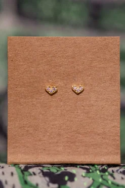 Fashion Gold Sparkle Heart Studs Studs And Hoops|Earrings