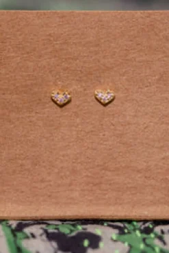 Fashion Gold Sparkle Heart Studs Studs And Hoops|Earrings