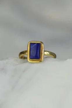 New Lapis Gold Ezra Rectangle Ring Rings