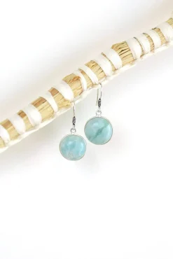 Fashion Larimar Round Drops Earrings