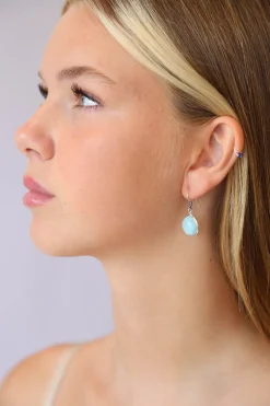 Fashion Larimar Round Drops Earrings