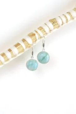 Fashion Larimar Round Drops Earrings