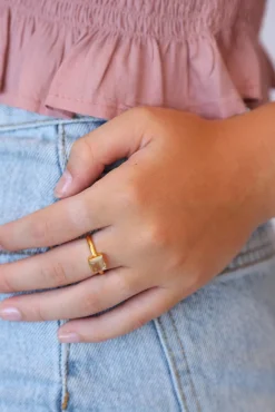 Clearance Lemon Quartz Jolie Square Ring Rings