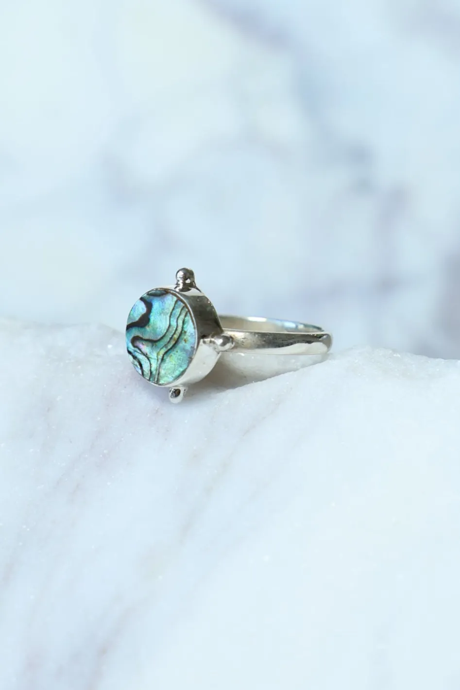 Online Paua Round Yuet Stone Ring Rings