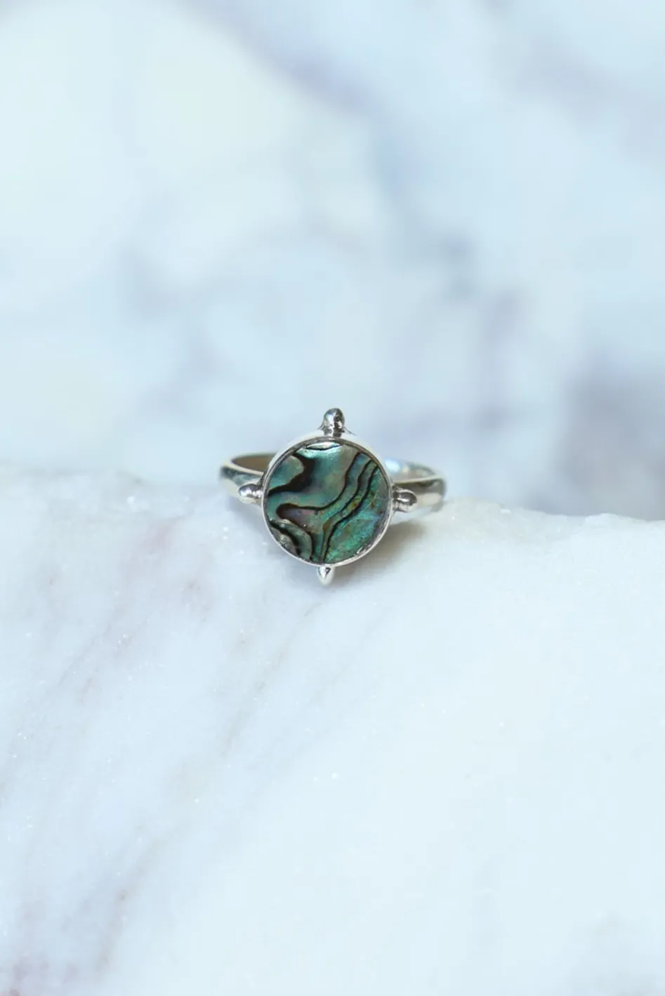 Online Paua Round Yuet Stone Ring Rings