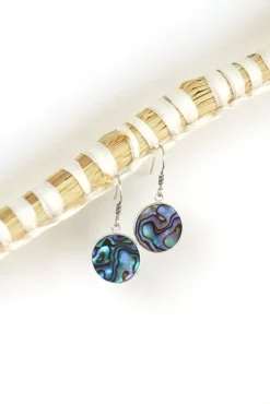Discount Paua Shell Round Drops Earrings