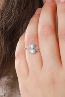Outlet Pearl Double Leaf Wrap Ring Rings