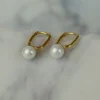 Discount Perle Gold Rectangle Hoops Earrings