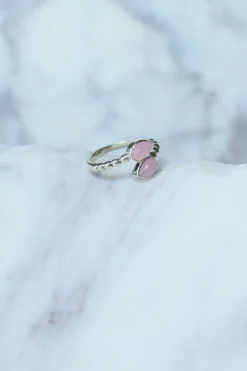 Fashion Pink Calcite Double Leaf Wrap Ring Rings