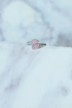 Fashion Pink Calcite Double Leaf Wrap Ring Rings