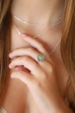Fashion Prehnite Jean Oval Claw Set Ring Rings