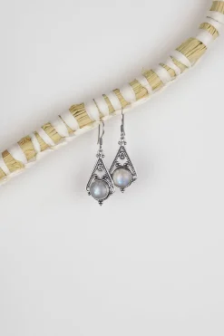 Discount Rainbow Moonstone Cedar Triangle Earrings Earrings