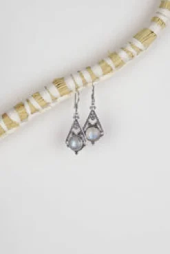 Discount Rainbow Moonstone Cedar Triangle Earrings Earrings