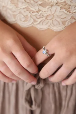New Rainbow Moonstone Miki Oval Ring Rings