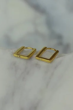 New Remi Square Gold Hoops Earrings