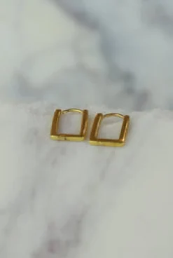 New Remi Square Gold Hoops Earrings