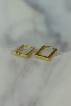 New Remi Square Gold Hoops Earrings