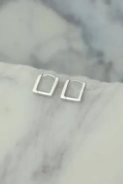 Clearance Remi Square Silver Hoops Earrings