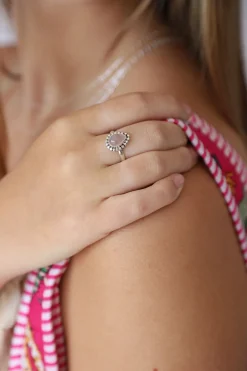 Clearance Rose Quartz Mona Tear & Dot Ring Rings