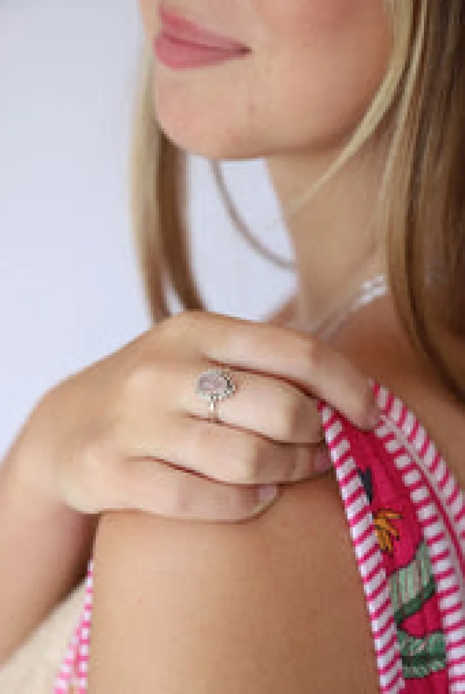 Clearance Rose Quartz Mona Tear & Dot Ring Rings