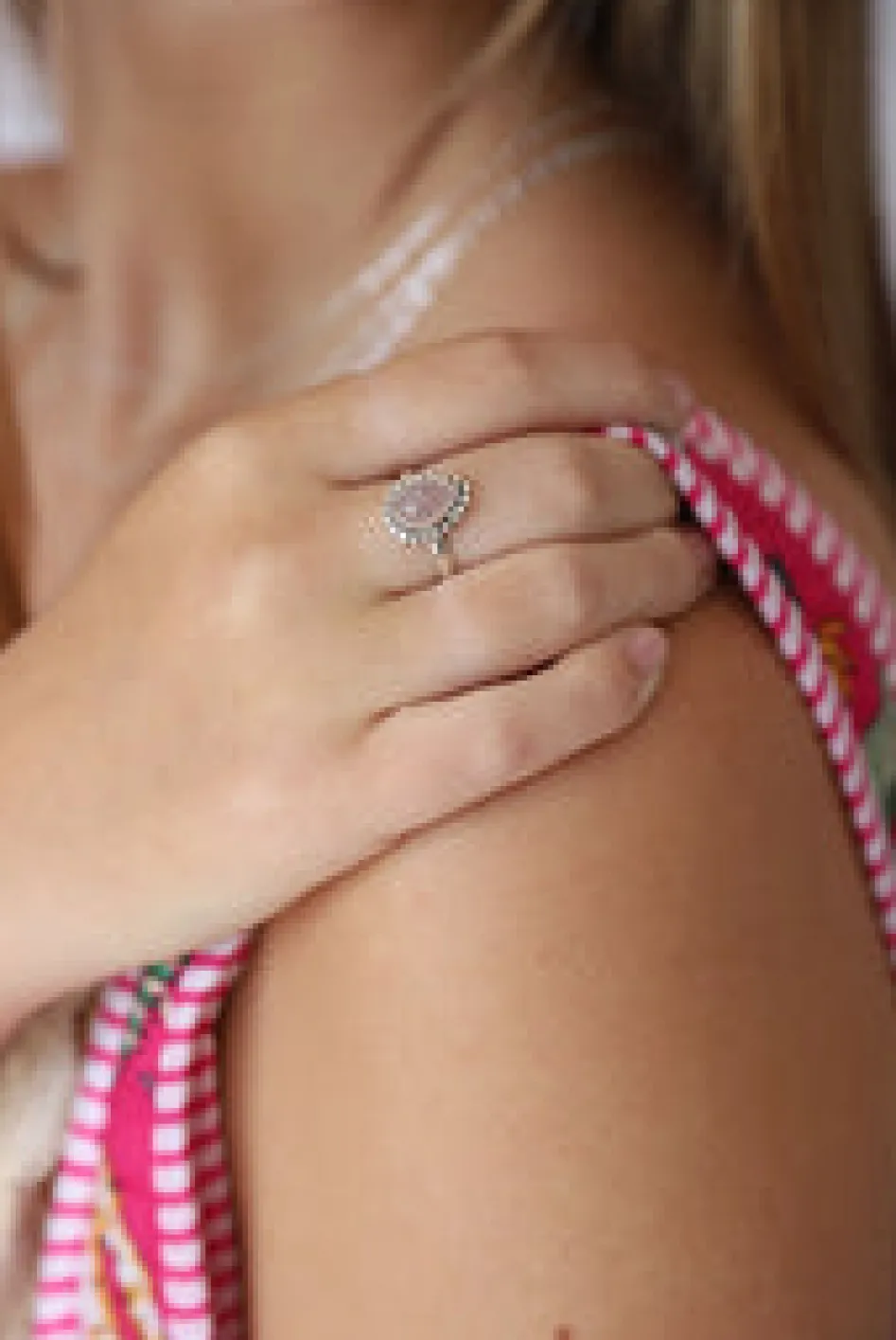 Clearance Rose Quartz Mona Tear & Dot Ring Rings